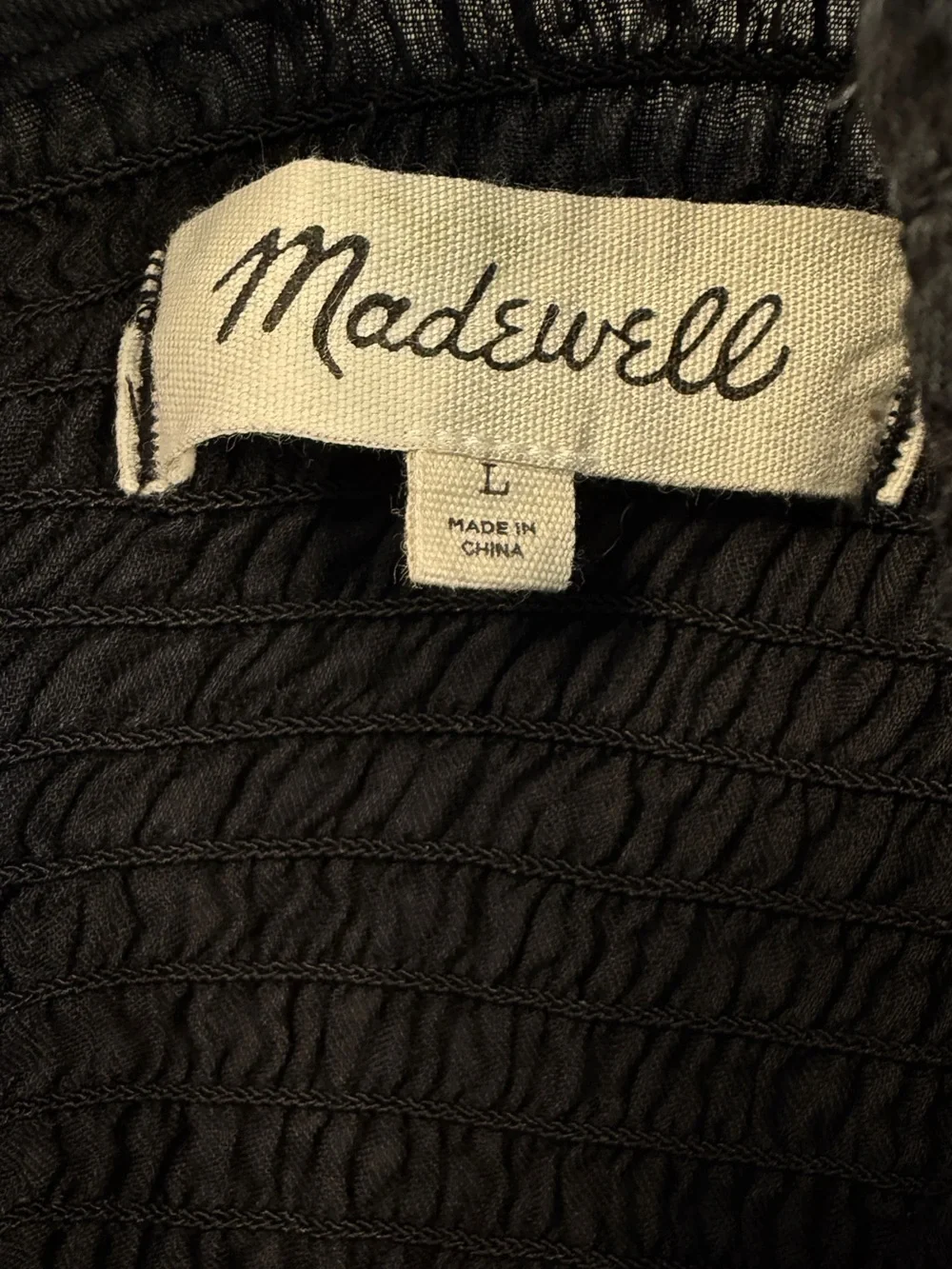 Madewell Black Smocked Top